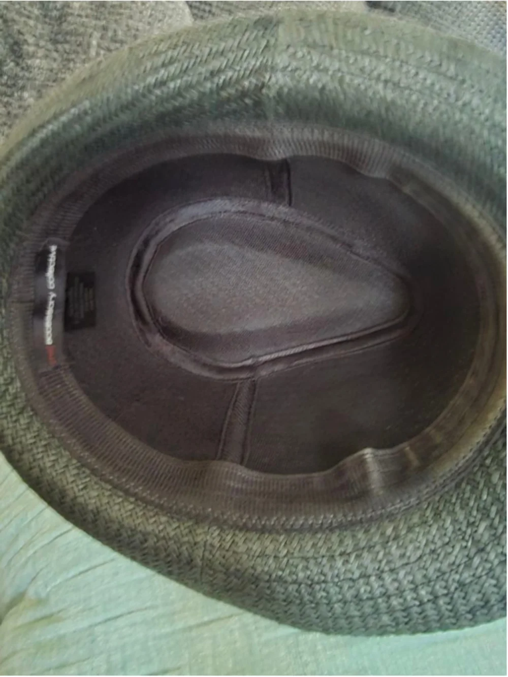 Accessory Collective Woven Charcoal Fedora Hat One Size with Brown Feather Band